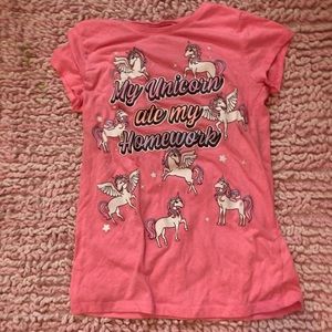Children’s place pink unicorn t-shirt L